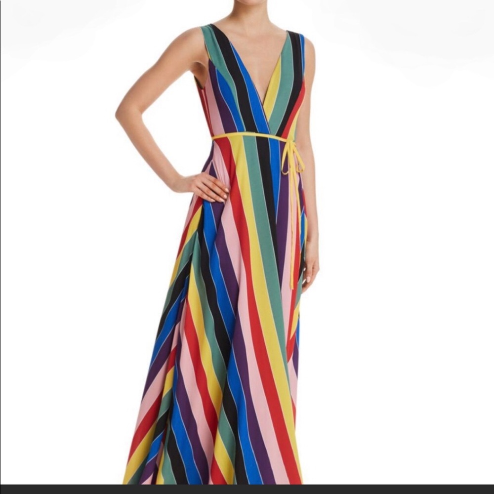 AQUA STRIPE MAXI WRAP DRESS